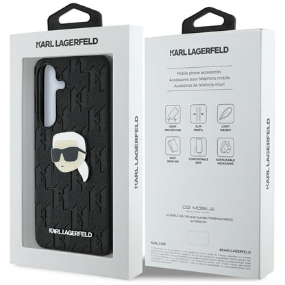 Fodral för Samsung Galaxy S25+ S936, Karl Lagerfeld, Monogram Karl's Head, Svart