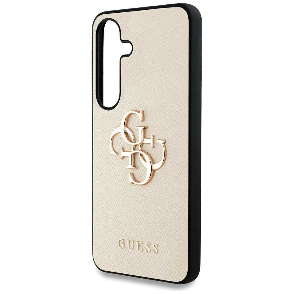 Fodral för Samsung Galaxy S25 S931, Guess, 4G Grained Big and Classic Logo, Beige