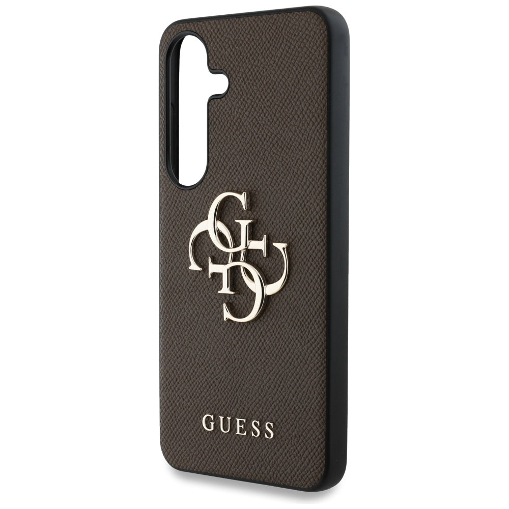Fodral för Samsung Galaxy S25 S931, Guess, 4G Grained Big and Classic Logo, Brun