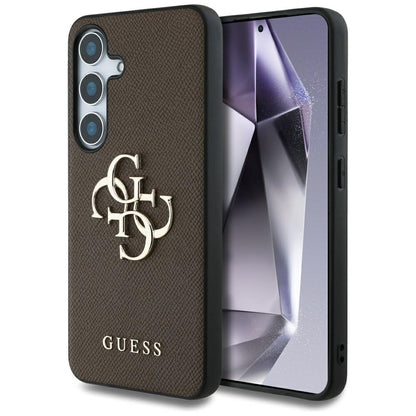 Fodral för Samsung Galaxy S25 S931, Guess, 4G Grained Big and Classic Logo, Brun