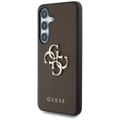Fodral för Samsung Galaxy S25 S931, Guess, 4G Grained Big and Classic Logo, Brun