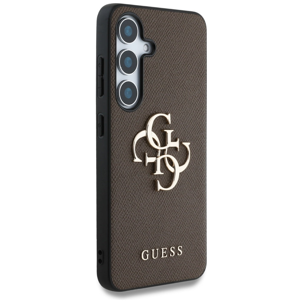 Fodral för Samsung Galaxy S25 S931, Guess, 4G Grained Big and Classic Logo, Brun