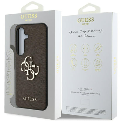 Fodral för Samsung Galaxy S25 S931, Guess, 4G Grained Big and Classic Logo, Brun