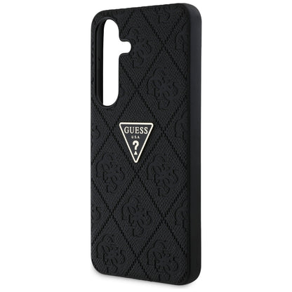 Fodral för Samsung Galaxy S25 S931, Guess, Grained Hot Stamp 4G Triangle, Svart