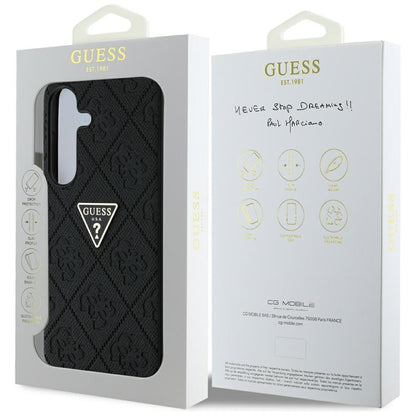 Fodral för Samsung Galaxy S25 S931, Guess, Grained Hot Stamp 4G Triangle, Svart