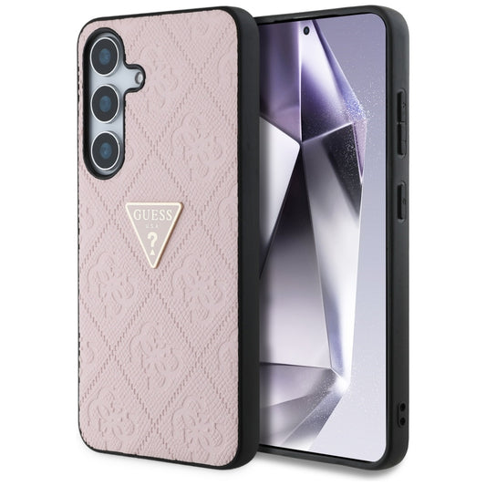 Fodral för Samsung Galaxy S25 S931, Guess, Grained Hot Stamp 4G Triangle, Rosa