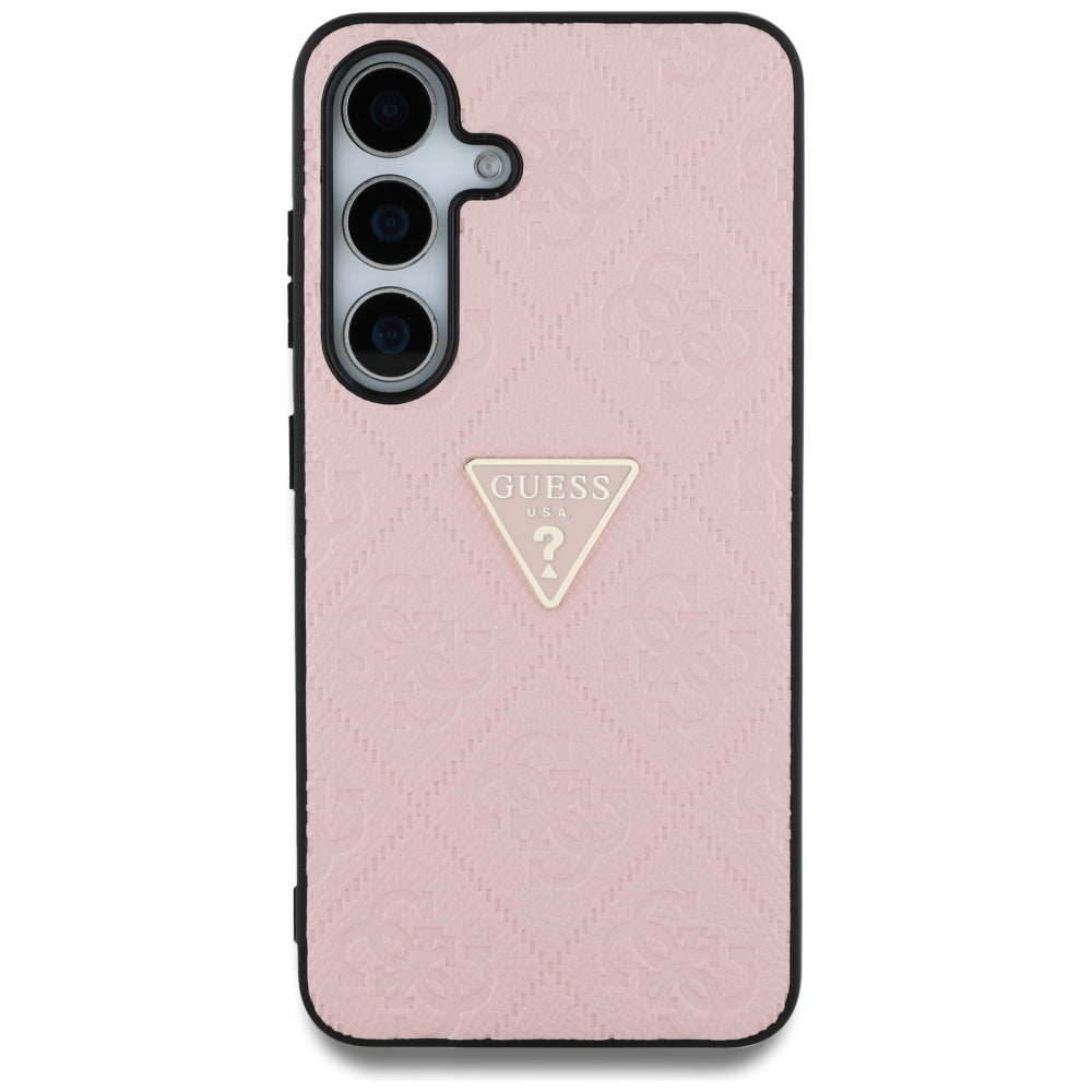 Fodral för Samsung Galaxy S25 S931, Guess, Grained Hot Stamp 4G Triangle, Rosa