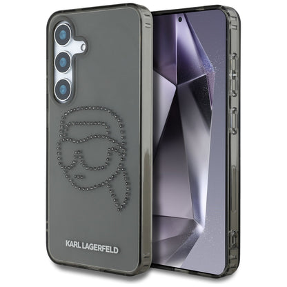 Fodral för Samsung Galaxy S25 S931, Karl Lagerfeld, IML Rhinestones Karl's Head, Svart