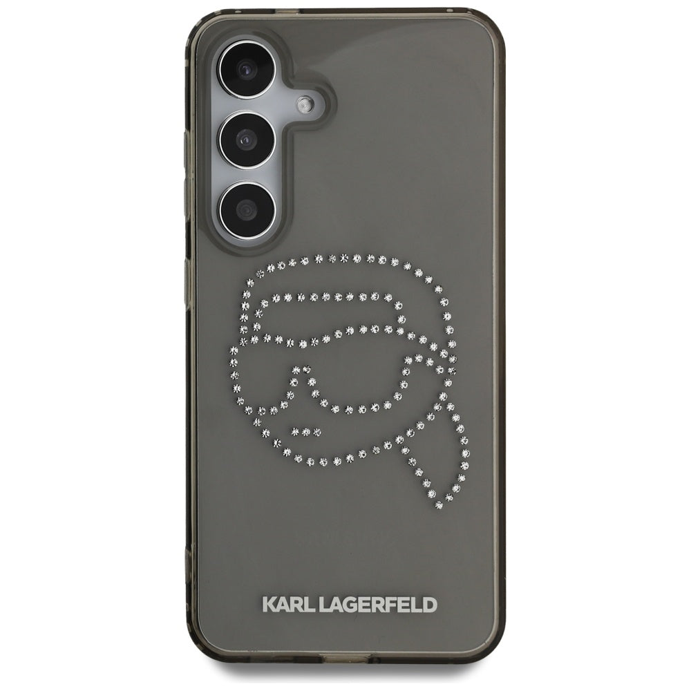 Fodral för Samsung Galaxy S25 S931, Karl Lagerfeld, IML Rhinestones Karl's Head, Svart
