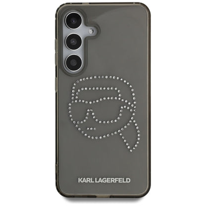 Fodral för Samsung Galaxy S25 S931, Karl Lagerfeld, IML Rhinestones Karl's Head, Svart