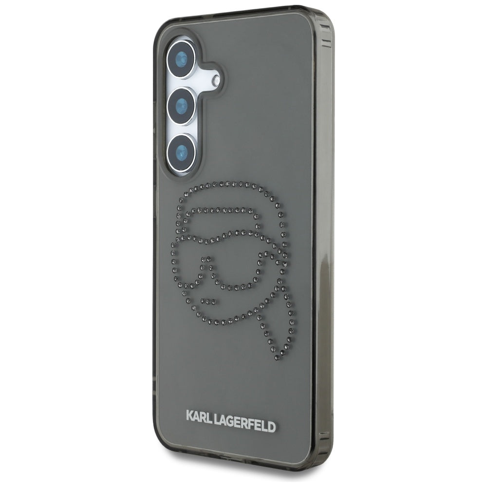Fodral för Samsung Galaxy S25 S931, Karl Lagerfeld, IML Rhinestones Karl's Head, Svart