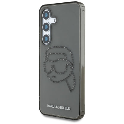 Fodral för Samsung Galaxy S25 S931, Karl Lagerfeld, IML Rhinestones Karl's Head, Svart