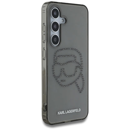 Fodral för Samsung Galaxy S25 S931, Karl Lagerfeld, IML Rhinestones Karl's Head, Svart