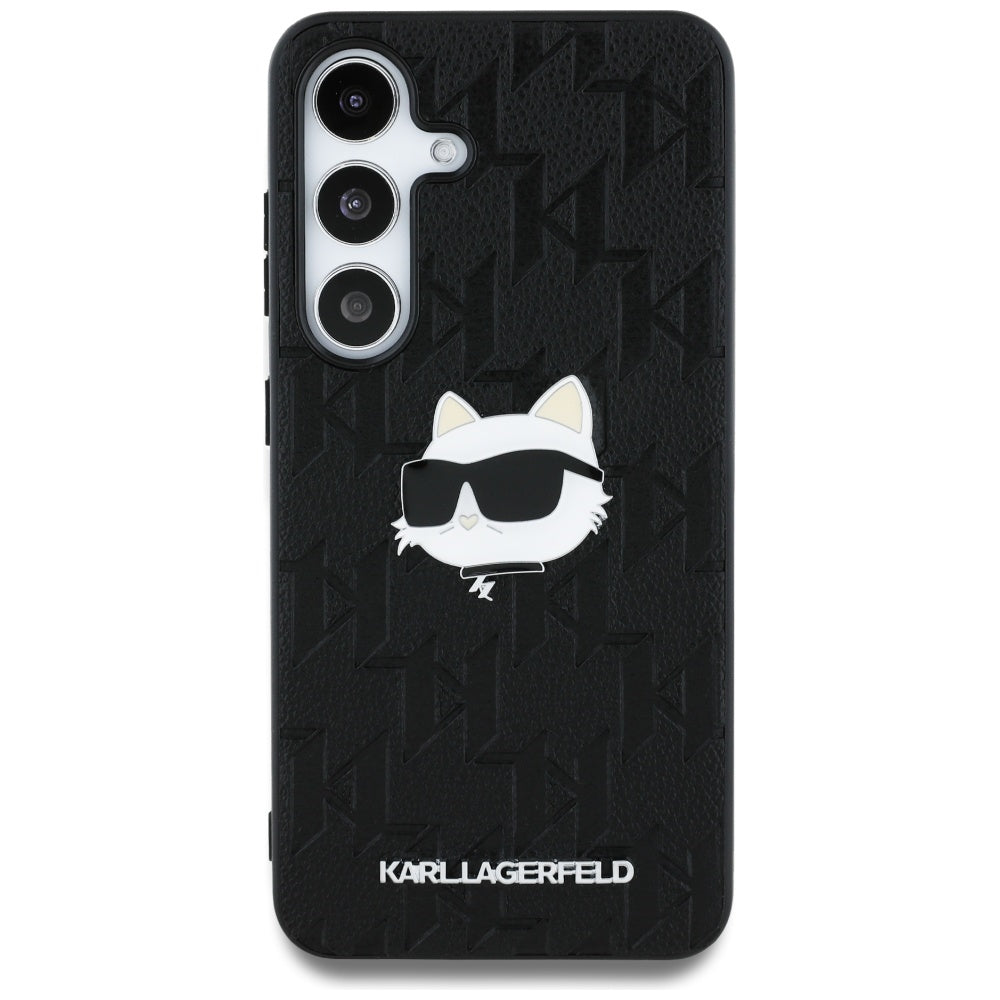 Fodral för Samsung Galaxy S25 S931, Karl Lagerfeld, Monogram Choupette's Head, Svart