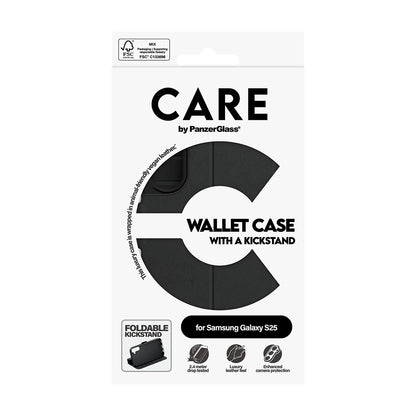 Case for Samsung Galaxy S25 S931, PanzerGlass, Care Feature Kickstand Wallet, Black