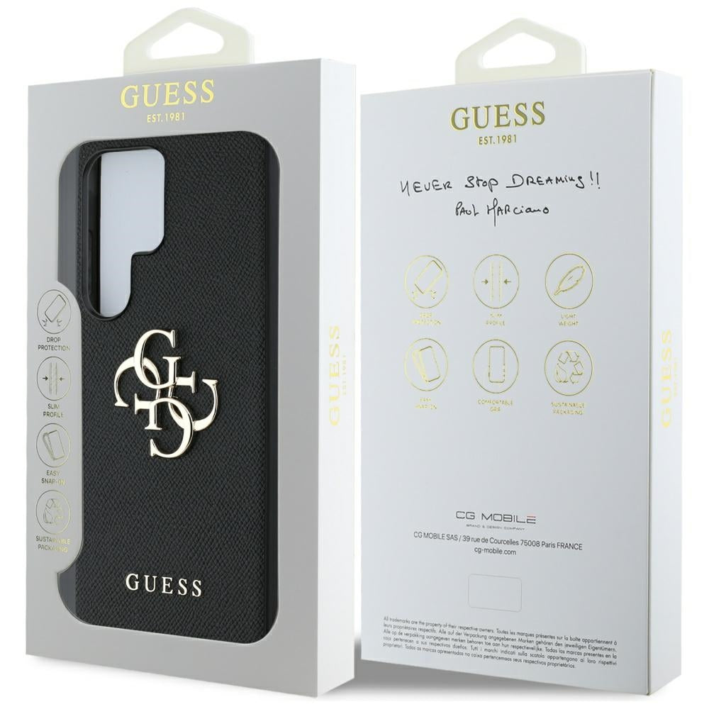 Fodral för Samsung Galaxy S25 Ultra S938, Guess, 4G Grained Big and Classic Logo, Svart