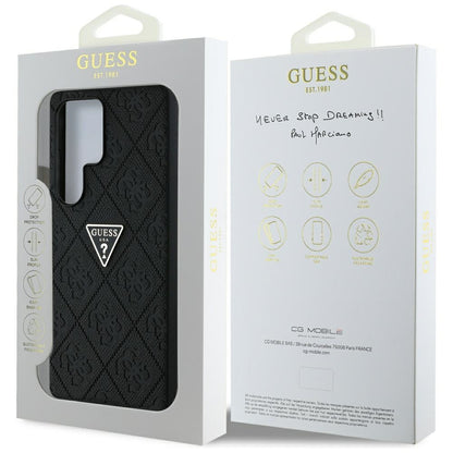 Fodral för Samsung Galaxy S25 Ultra S938, Guess, Grained Hot Stamp 4G Triangle, Svart