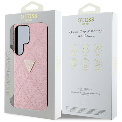 Fodral för Samsung Galaxy S25 Ultra S938, Guess, Grained Hot Stamp 4G Triangle, Rosa