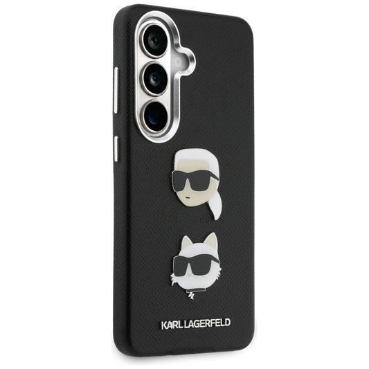 Case for Samsung Galaxy S26 S942, Karl Lagerfeld, Saffiano Karl & Choupette's Head Pin, Black