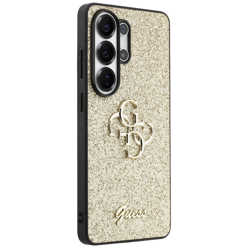 Fodral för Samsung Galaxy S26 Ultra S948, Guess, Fixed Glitter Big 4G Metal Frame, Guld