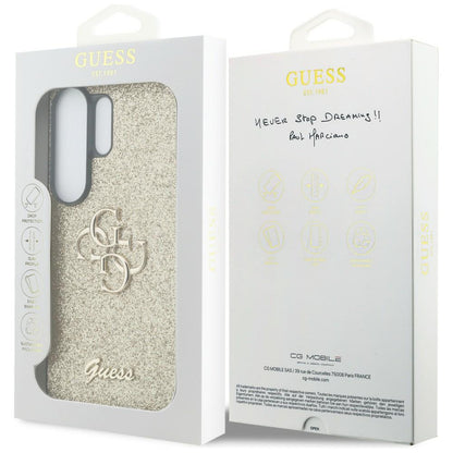 Fodral för Samsung Galaxy S26 Ultra S948, Guess, Fixed Glitter Big 4G Metal Frame, Guld