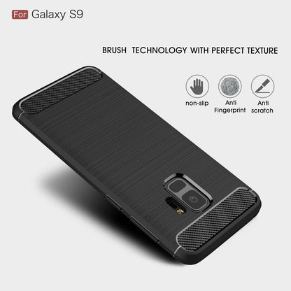 Fodral för Samsung Galaxy S9 G960, Techsuit, Kolfiber, Svart
