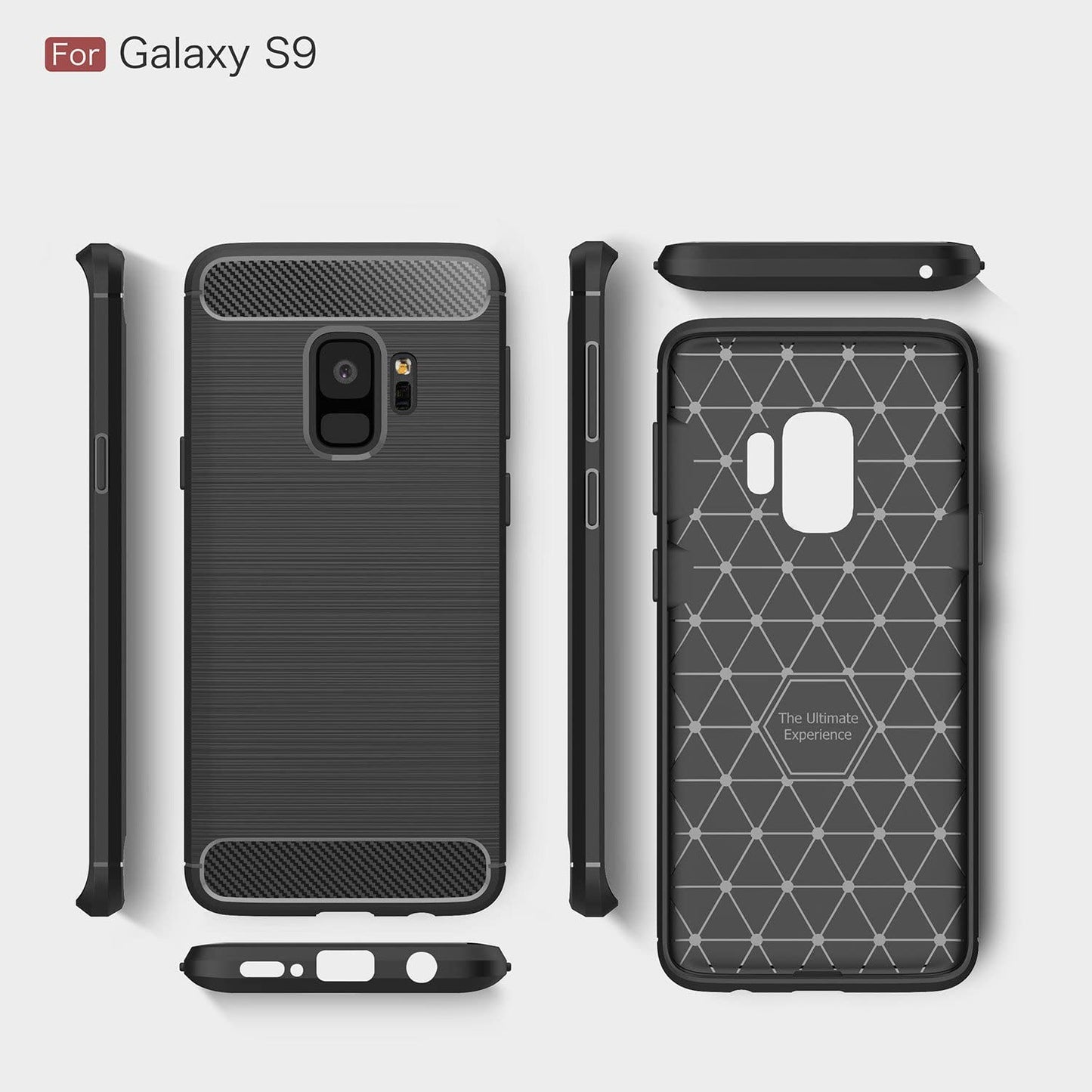 Fodral för Samsung Galaxy S9 G960, Techsuit, Kolfiber, Svart
