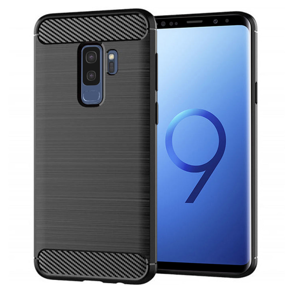 Fodral för Samsung Galaxy S9+ G965, Techsuit, Kolfiber, Svart