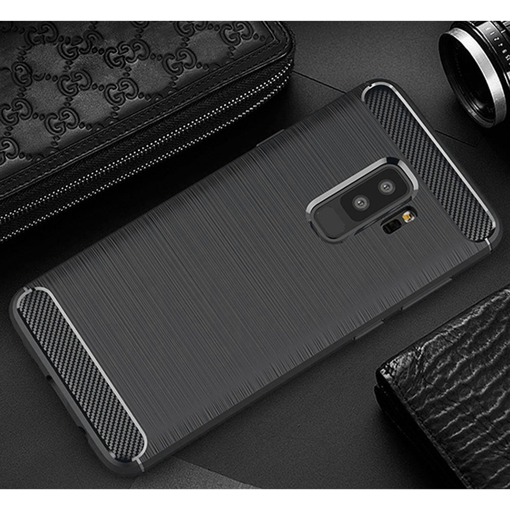 Fodral för Samsung Galaxy S9+ G965, Techsuit, Kolfiber, Svart