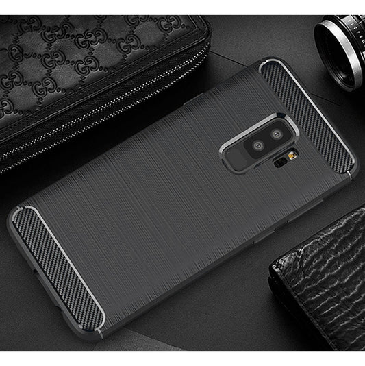Fodral för Samsung Galaxy S9+ G965, Techsuit, Kolfiber, Svart