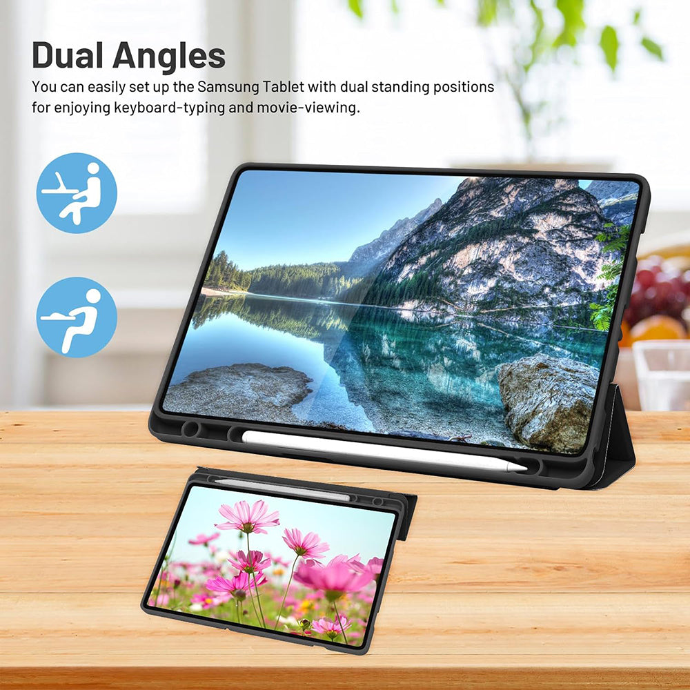 Fodral för Samsung Galaxy Tab A9+, Techsuit, Flex Trifold, Svart