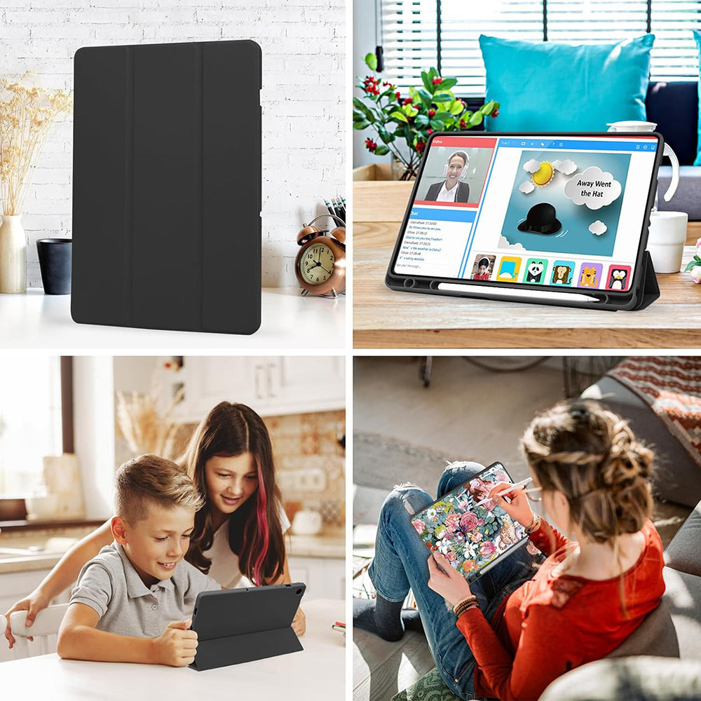 Fodral för Samsung Galaxy Tab A9+, Techsuit, Flex Trifold, Svart