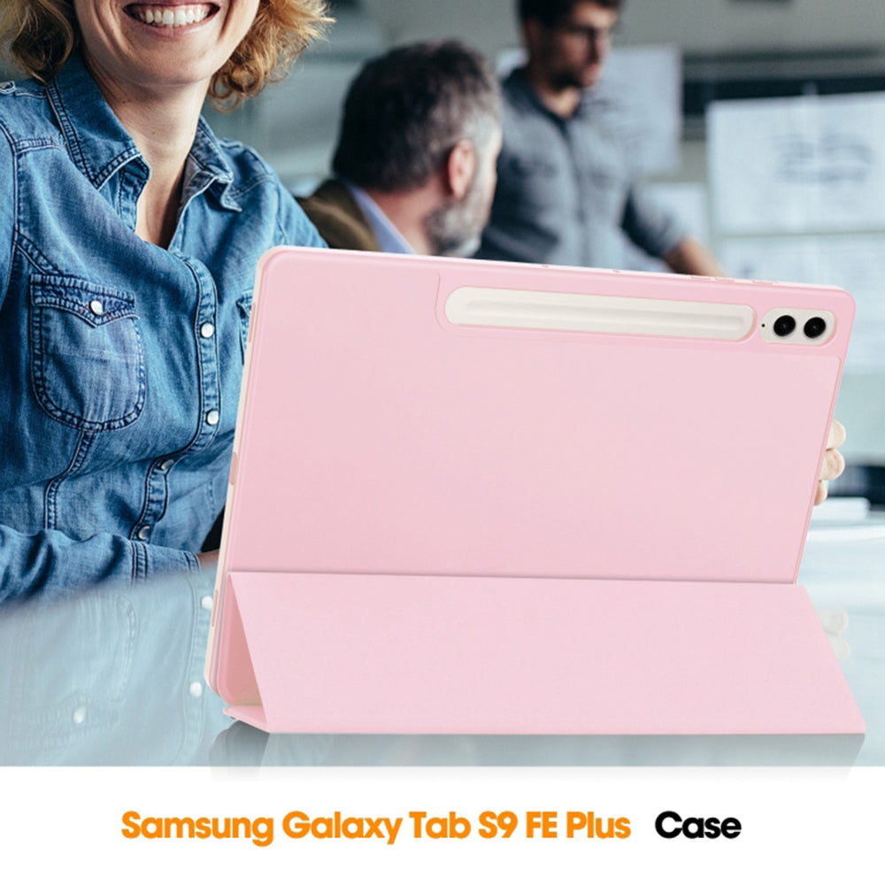 Fodral för Samsung Galaxy Tab S10+ / Tab S9 FE+ / Tab S9+, Techsuit, Flex Trifold, Rosa