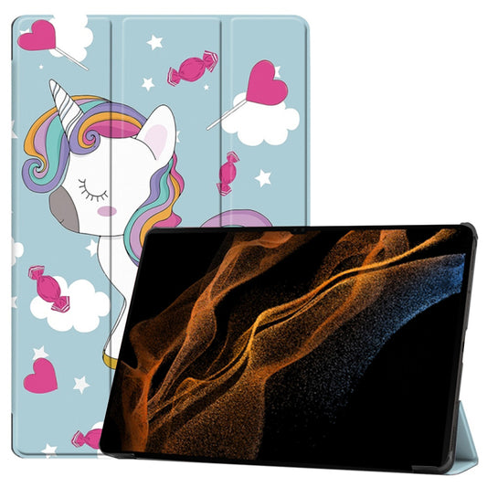 Fodral för Samsung Galaxy Tab S10 Ultra / Tab S9 Ultra / Tab S8 Ultra, Techsuit, FoldPro Unicorn, Flerfärgad