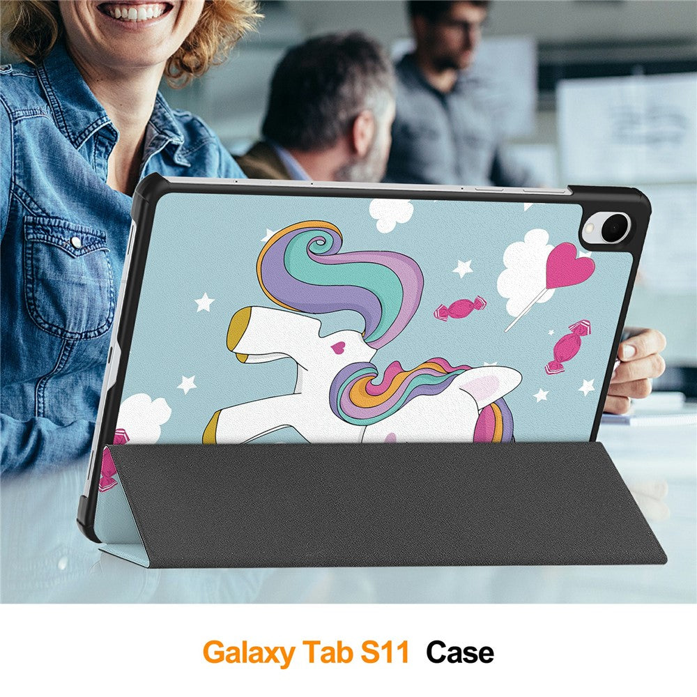 Fodral för Samsung Galaxy Tab S11, Techsuit, FoldPro Unicorn, Flerfärgad