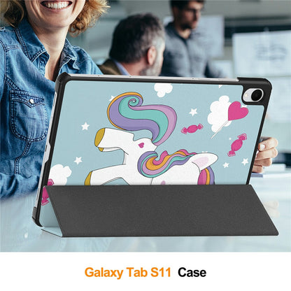 Fodral för Samsung Galaxy Tab S11, Techsuit, FoldPro Unicorn, Flerfärgad