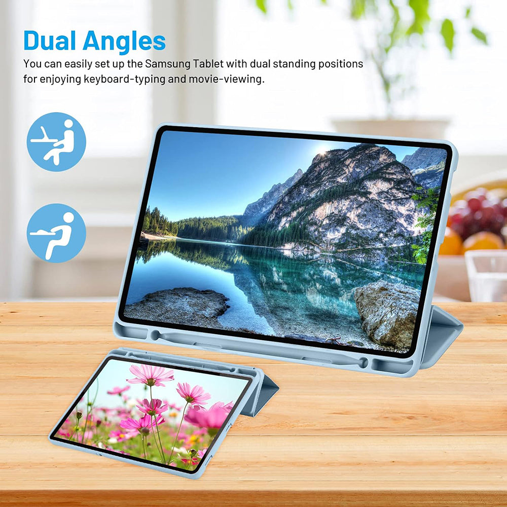 Fodral för Samsung Galaxy Tab S6 Lite (2024) / Tab S6 Lite (2022) / Tab S6 Lite (2020), Techsuit, Flex Trifold, Blå
