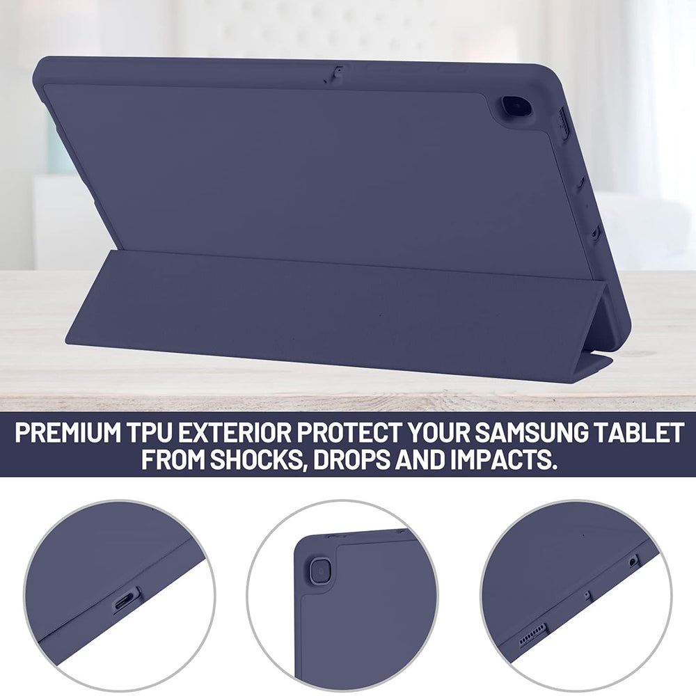 Fodral för Samsung Galaxy Tab S6 Lite (2024) / Tab S6 Lite (2022) / Tab S6 Lite (2020), Techsuit, Flex Trifold, Marinblå