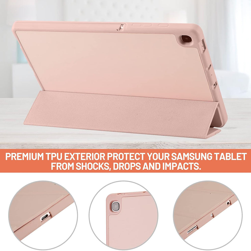 Fodral för Samsung Galaxy Tab S6 Lite (2024) / Tab S6 Lite (2022) / Tab S6 Lite (2020), Techsuit, Flex Trifold, Rosa