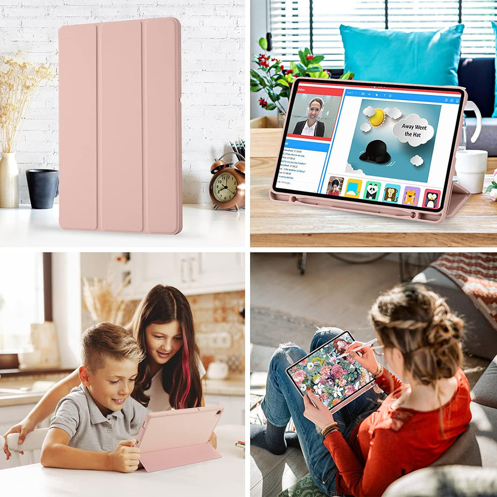 Fodral för Samsung Galaxy Tab S6 Lite (2024) / Tab S6 Lite (2022) / Tab S6 Lite (2020), Techsuit, Flex Trifold, Rosa