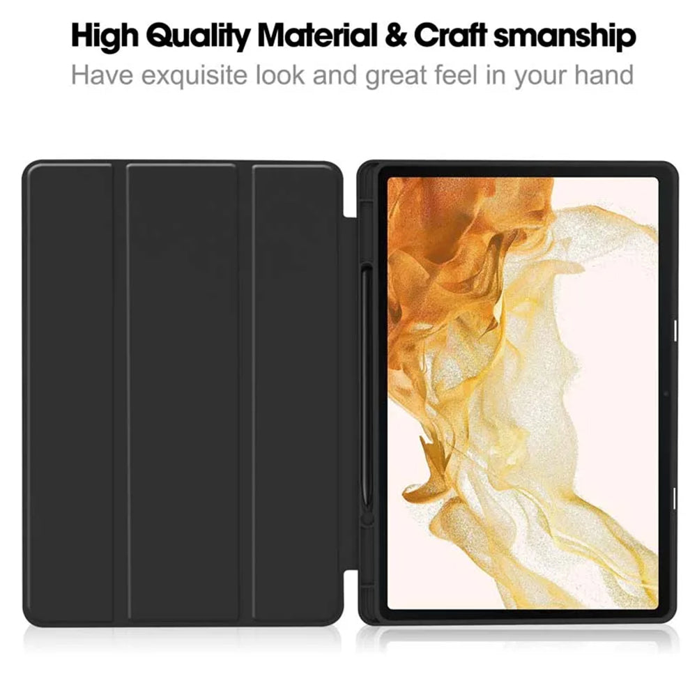 Fodral för Samsung Galaxy Tab S8+ / Tab S7+, Techsuit, Flex Trifold, Svart