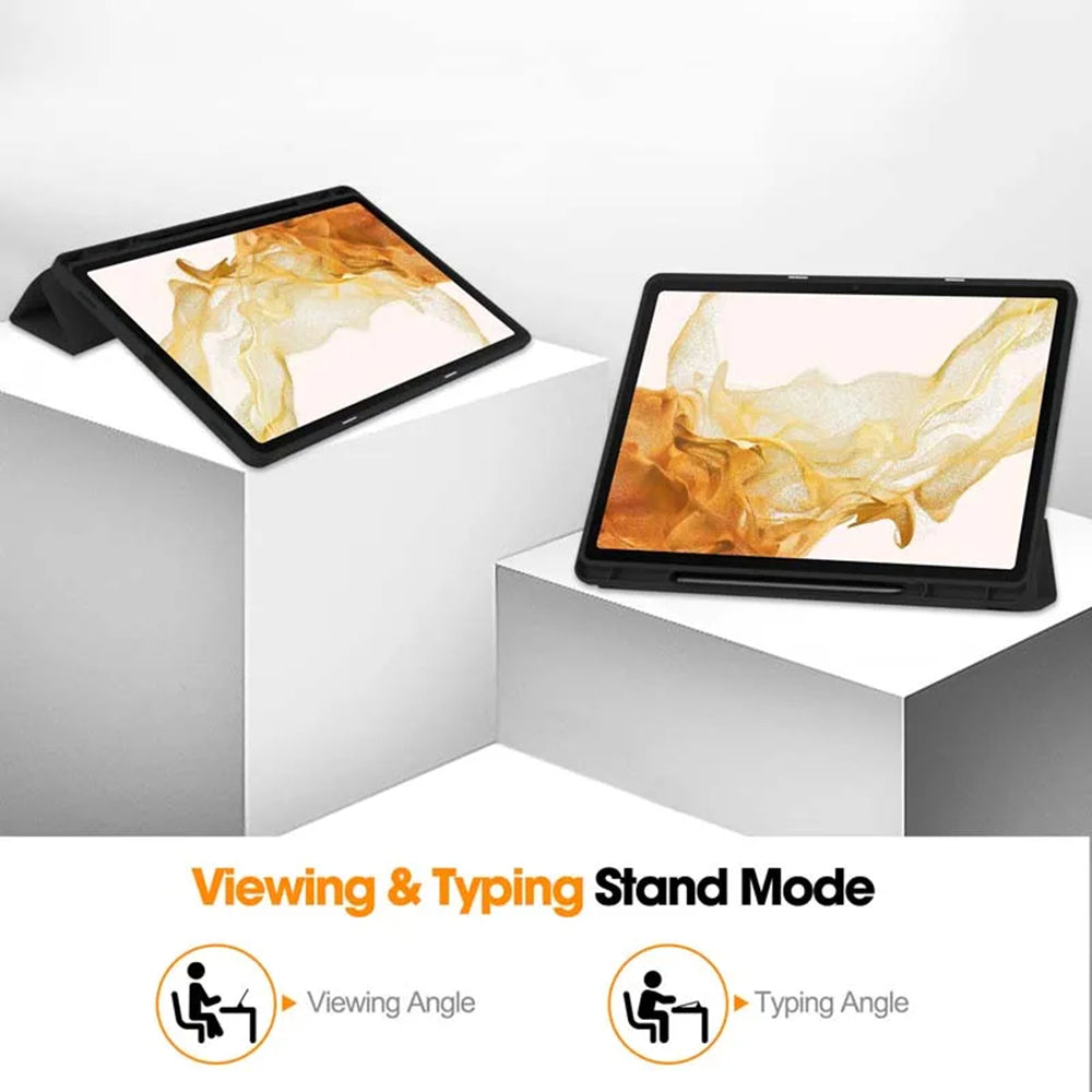 Fodral för Samsung Galaxy Tab S8+ / Tab S7+, Techsuit, Flex Trifold, Svart