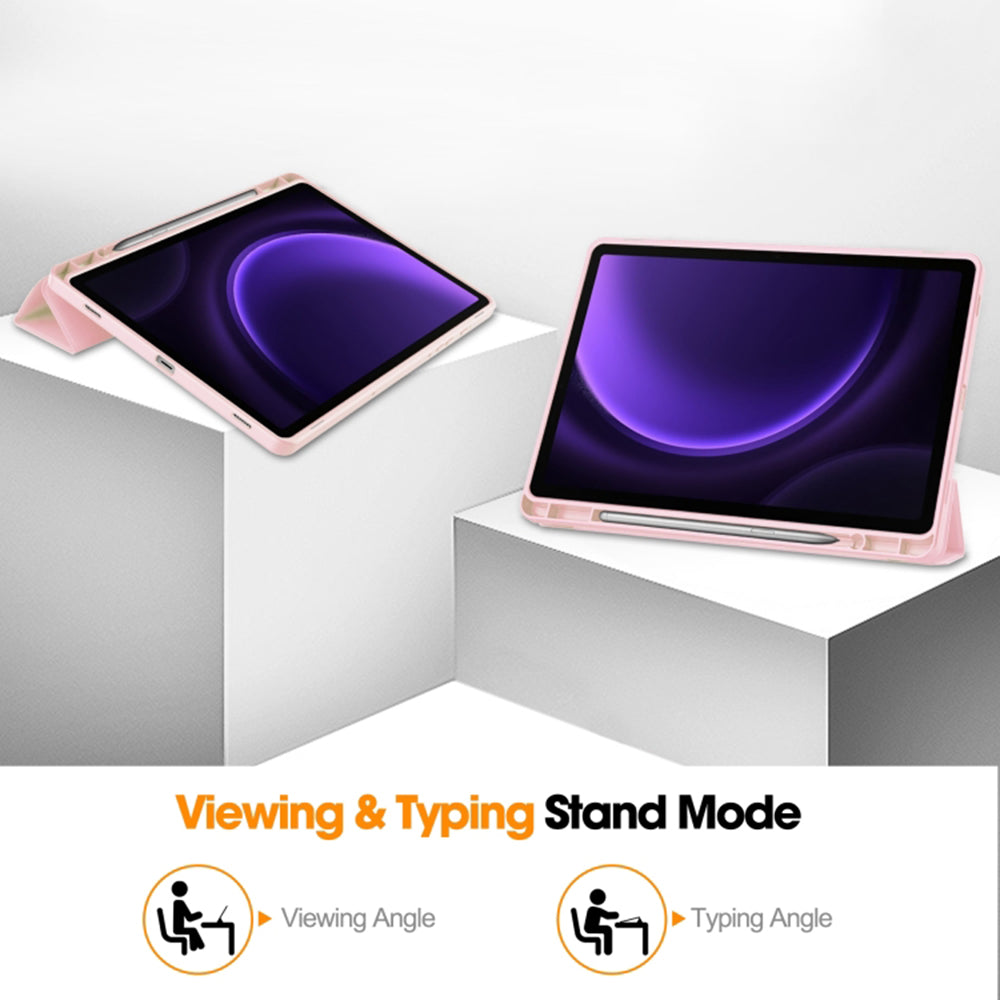 Fodral för Samsung Galaxy Tab S9 FE / Tab S9 / Tab S10 FE, Techsuit, Flex Trifold, Rosa