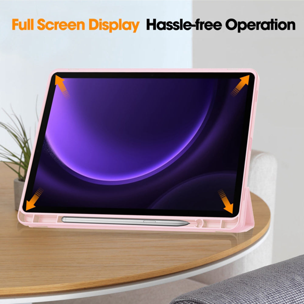 Fodral för Samsung Galaxy Tab S9 FE / Tab S9 / Tab S10 FE, Techsuit, Flex Trifold, Rosa