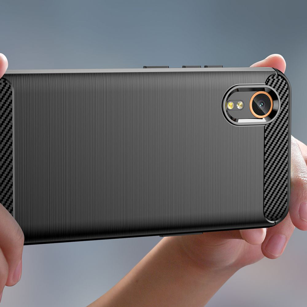 Fodral för Samsung Galaxy Xcover7 G556, Techsuit, Kolfiber, Svart