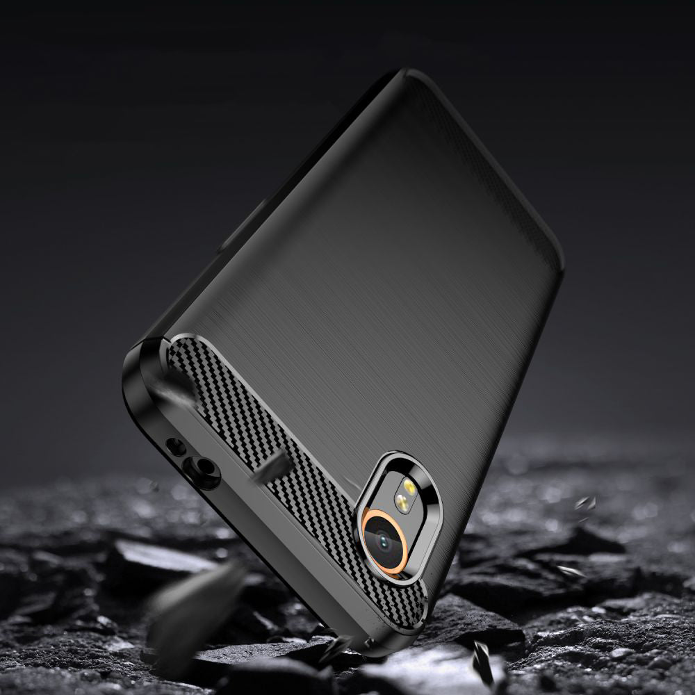 Fodral för Samsung Galaxy Xcover7 G556, Techsuit, Kolfiber, Svart