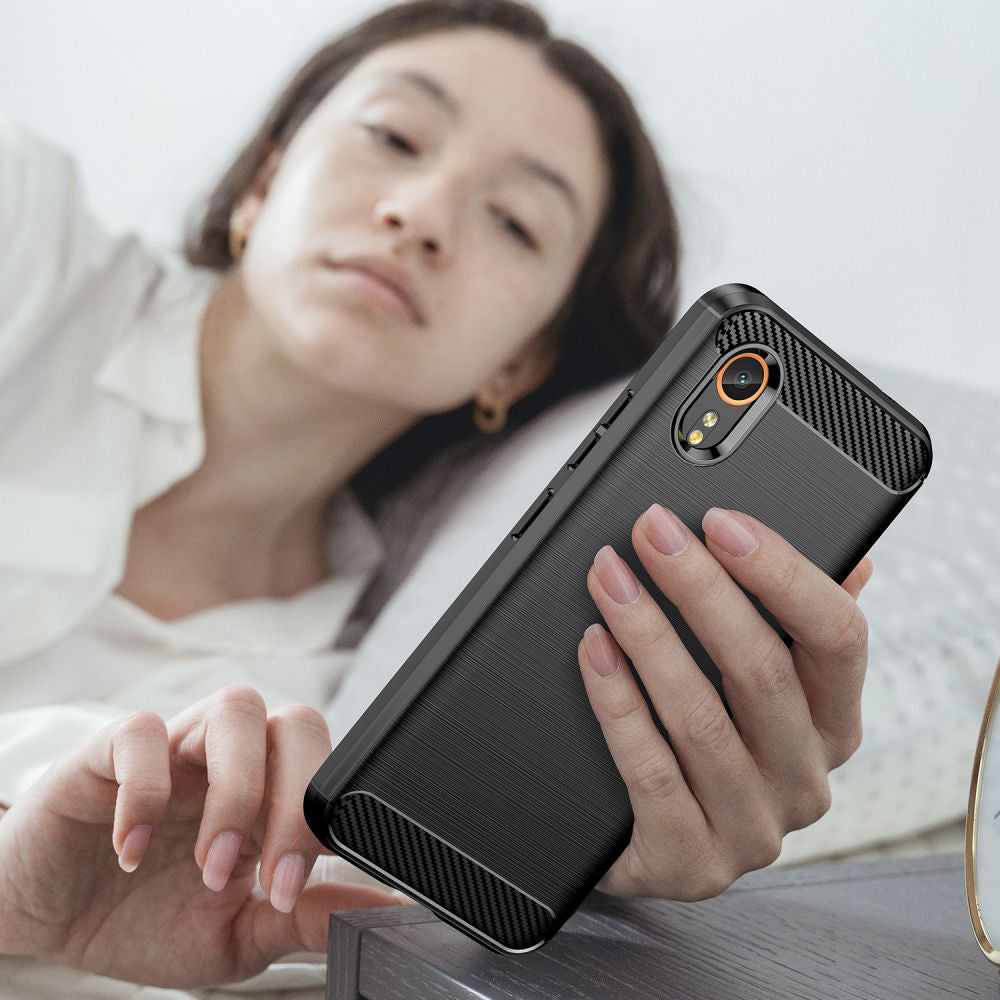 Fodral för Samsung Galaxy Xcover7 G556, Techsuit, Kolfiber, Svart
