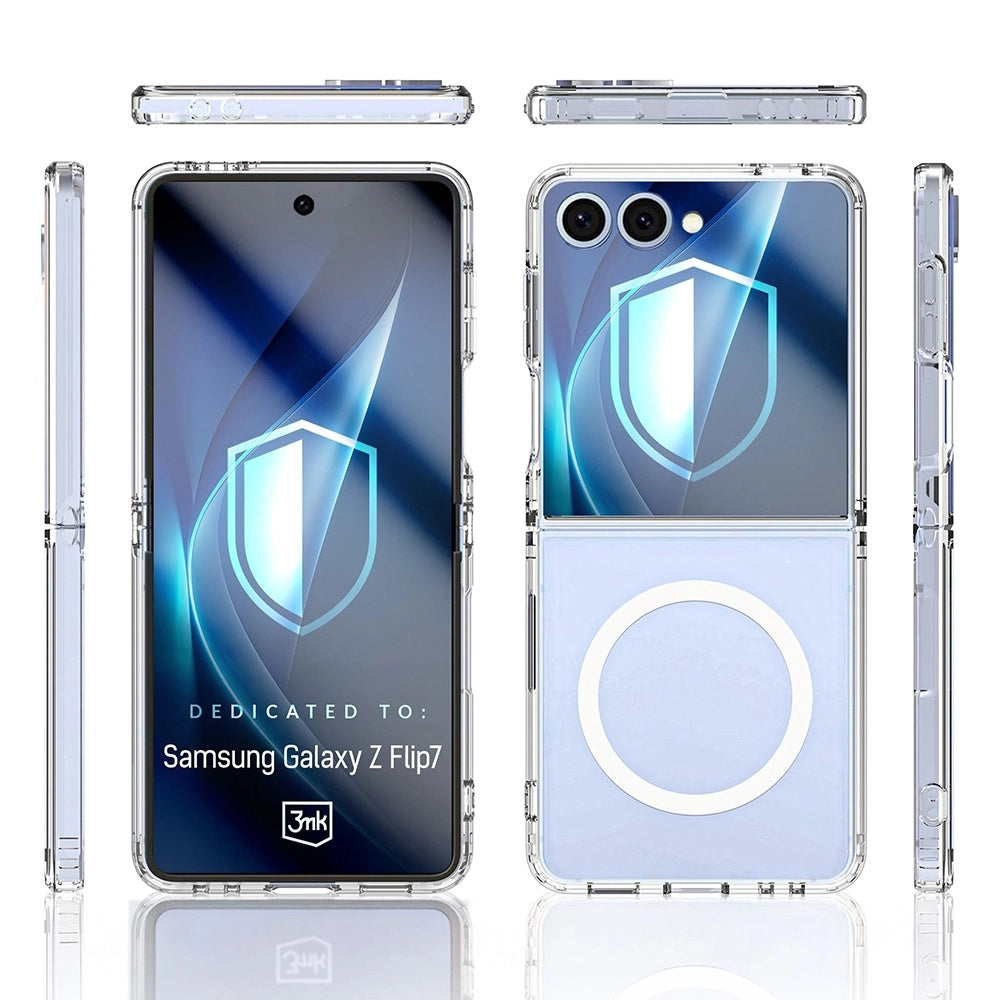 MagSafe-fodral för Samsung Galaxy Z Flip7 F766, 3MK, Armor MagCase, Transparent