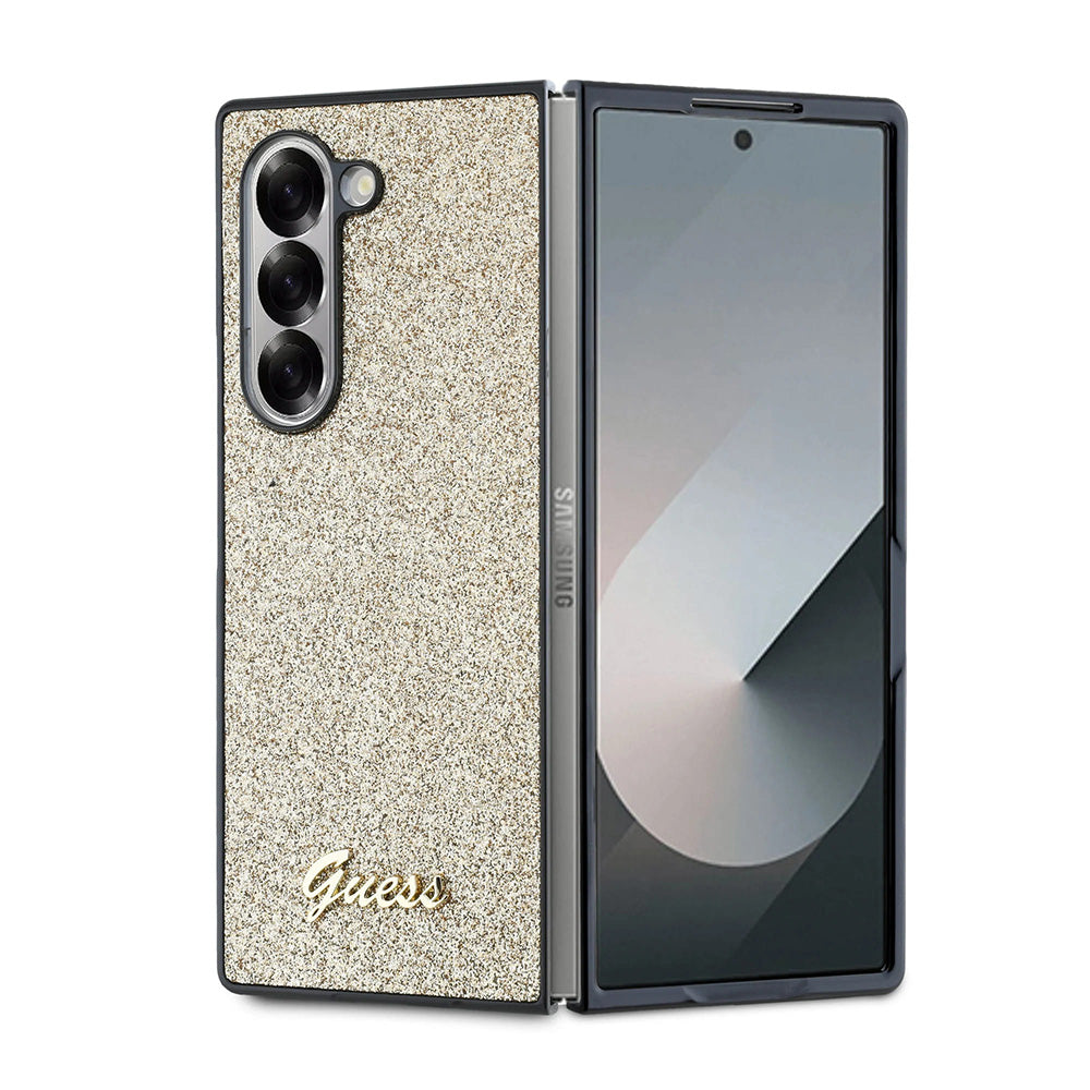 Fodral för Samsung Galaxy Z Fold6 F956, Guess, Glitter Script, Guld