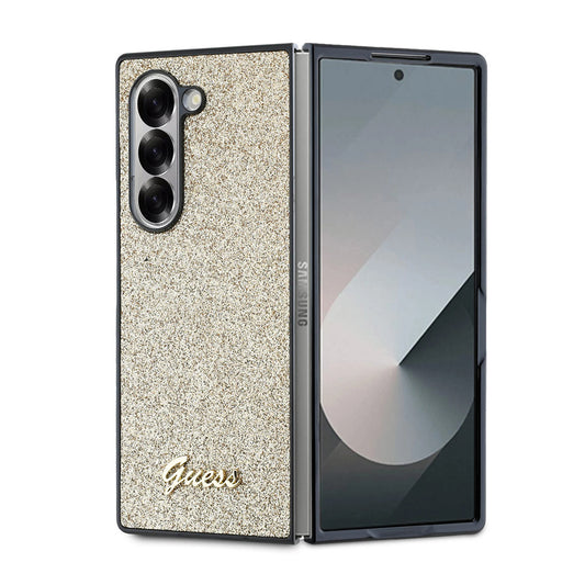 Fodral för Samsung Galaxy Z Fold6 F956, Guess, Glitter Script, Guld